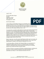 Letter from CFO Jimmy Patronis to Secretary of State 