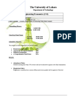 The University of Lahore: Engineering Economics (2+0)