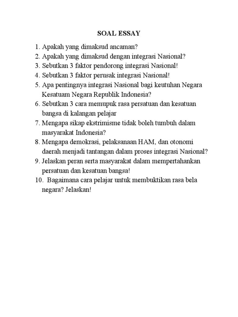 Soal Essay Pkn