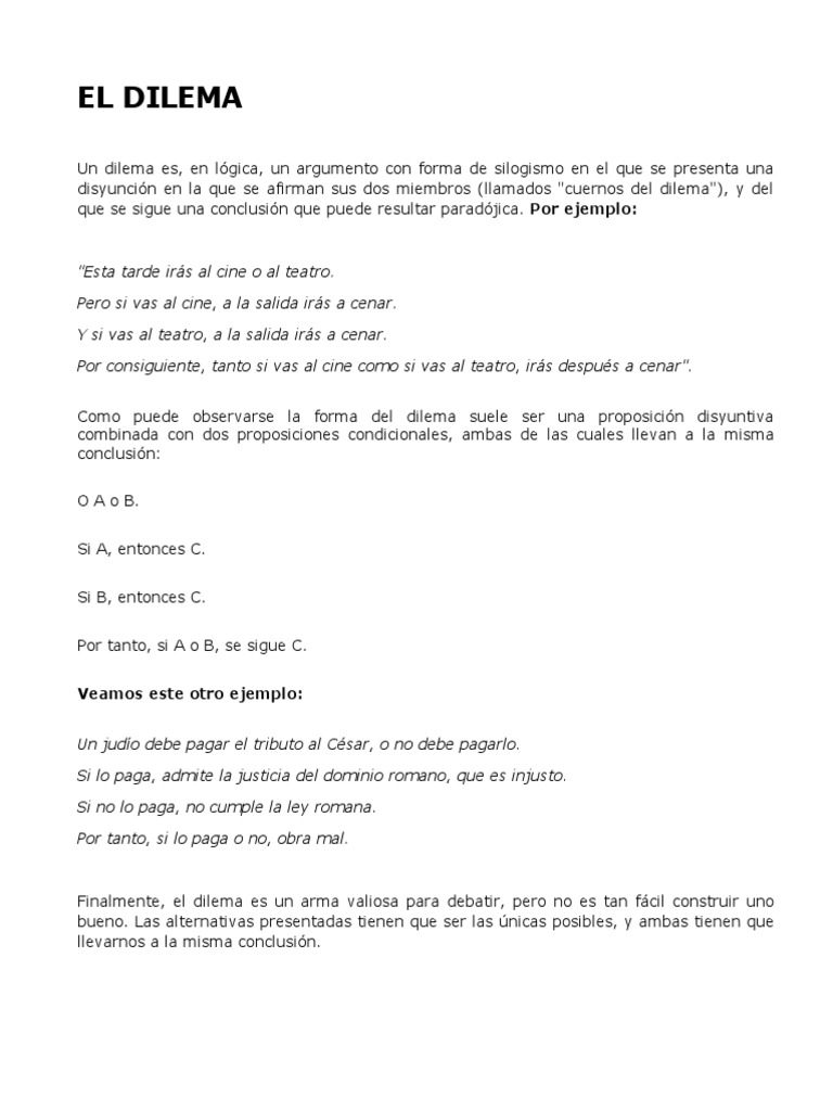 Ejemplos y Estructura del Dilema | PDF