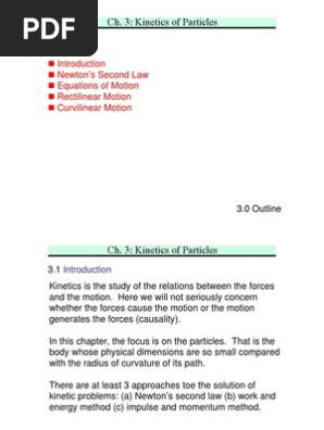 Kinetics Of Particles Equations Of Motion Force - 