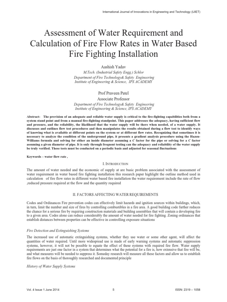 Fire Flow Rate Calculation Methods | PDF | Water | Fires