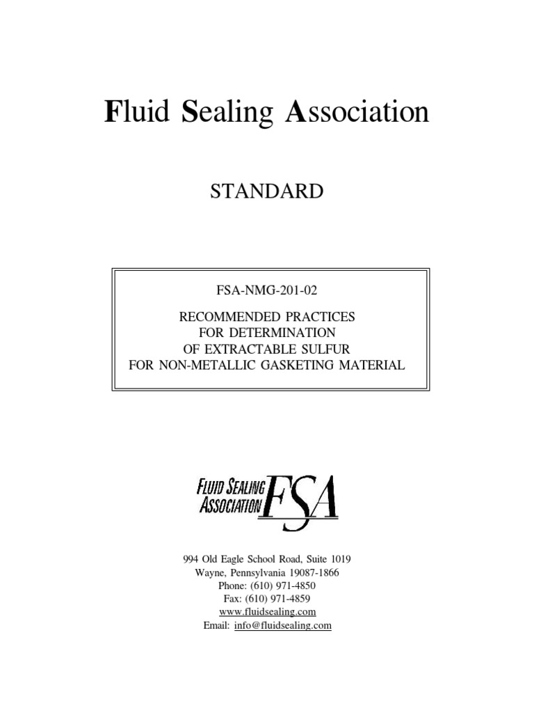 Fluid Sealing Association Standard PDF Sulfur Solubility