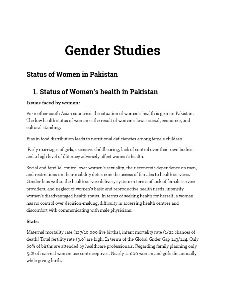 Women's Health and Education in Pakistan | PDF | Women's Health | Woman