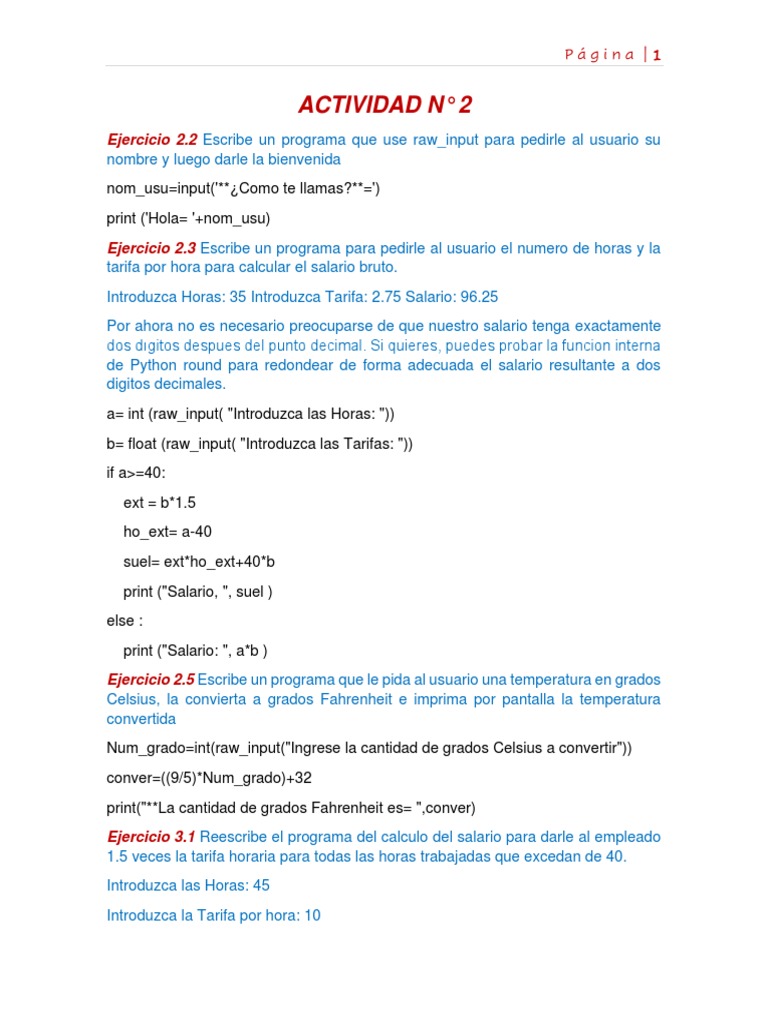 Python Ejercicios | PDF | Informática y tecnología de la información ...