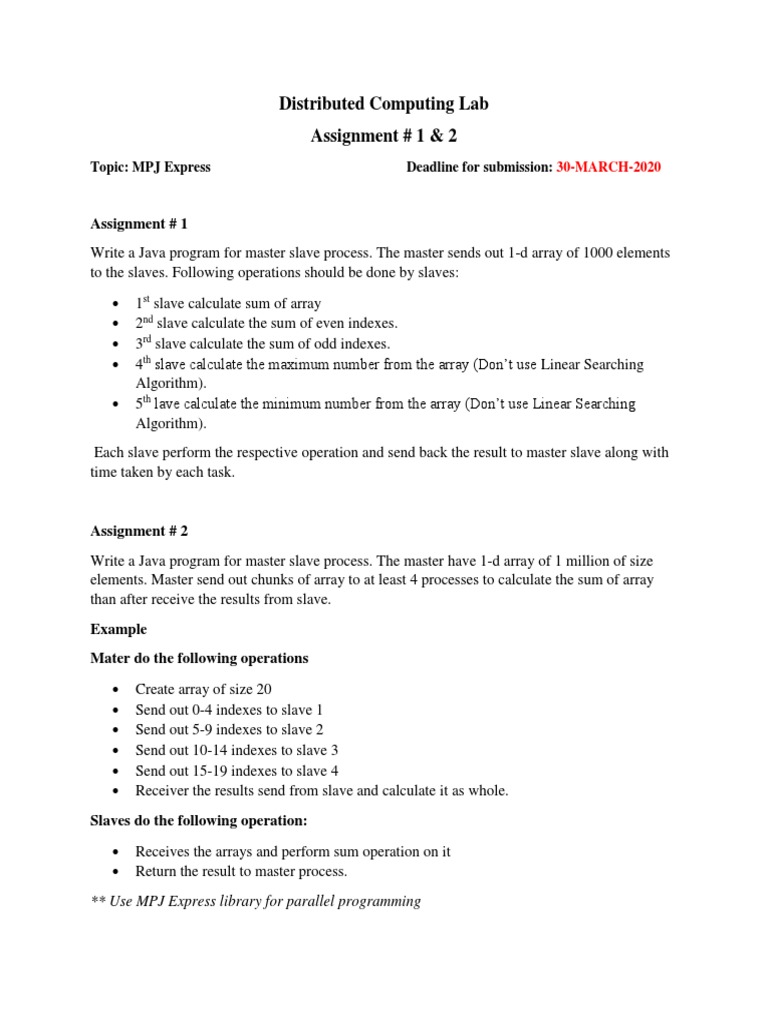 Distributed Computing Lab Assignment # 1 & 2 | PDF