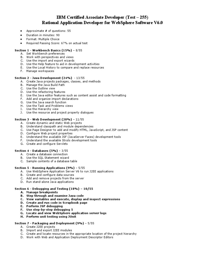 IBM Certified Associate Developer Exam Guide | PDF | Java (Programming ...