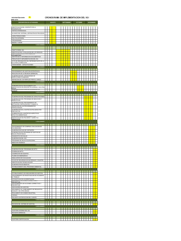 Cronograma de Implementación del SGI 2019 | PDF | Business | Economias