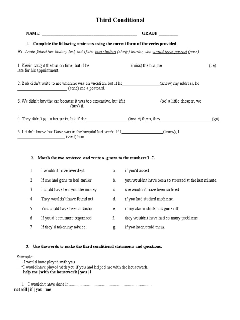 Third Conditional Exercises Worksheet | PDF | Semiotics | Linguistic ...