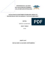 “ESTRUCTURA DEL DEPARTAMENTO DE MERCADEO, MANUAL DE DESCRIPCIÓN DEL PUESTO DE GERENCIA Y POLÍTICAS DE MERCADEO.”.pdf