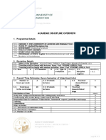 Academic Discipline Overview: 1. Programme Details