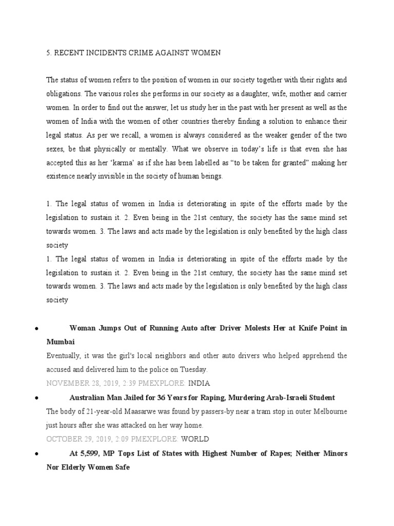 Crimes Against Women in India | PDF | Sexual Harassment | Rape