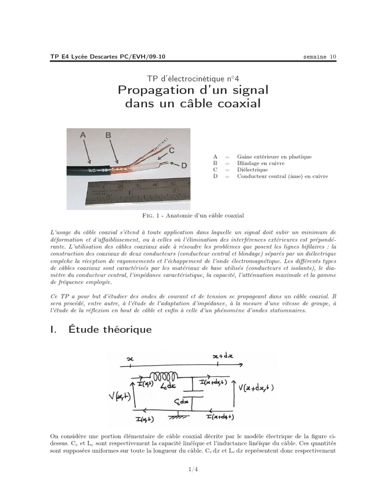 Propagation D'un Signal Dans Un Câble Coaxial PDF Câble coaxial