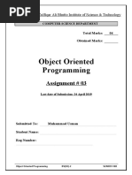 Object Oriented Programming: Assignment # 03