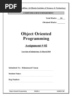 Object Oriented Programming: Assignment # 02