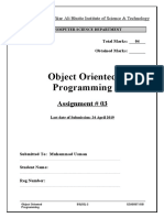 Object Oriented Programming: Assignment # 03