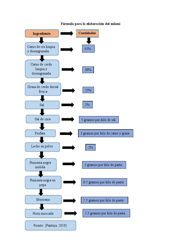 Fórmula para La Elaboración Del Salami PDF Carne sal
