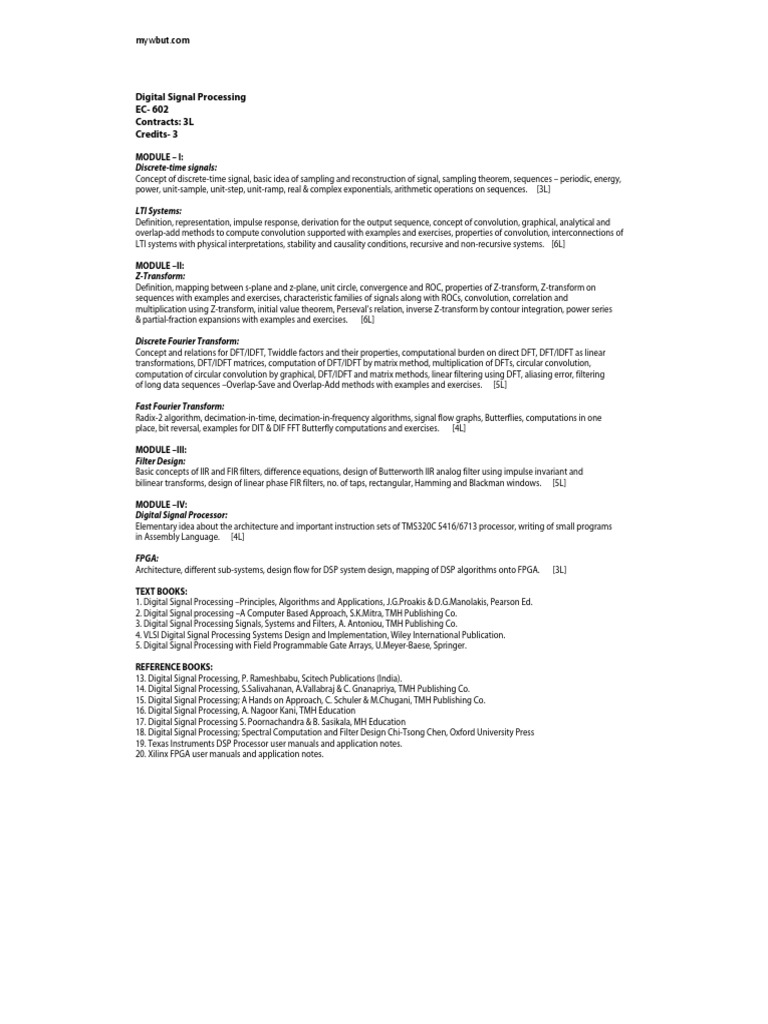 Digital Signal Processing PDF Discrete Fourier Transform Digital Signal Processing
