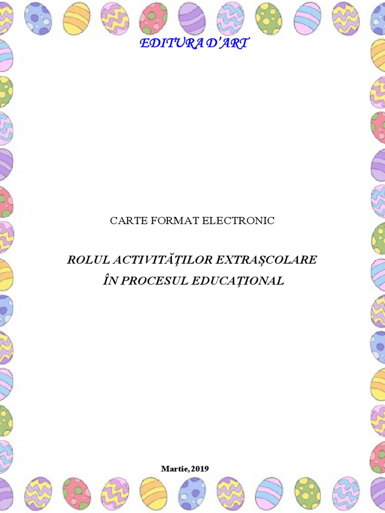 Carte - Rolul Activitatilor Extrascolare in Procesul Educational - Martie  2019! Vol.1 | PDF