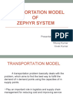 Transportation Model OF Zephyr System: Presented By:-Kunan Kumar Rituraj Kumar Vivek Kumar