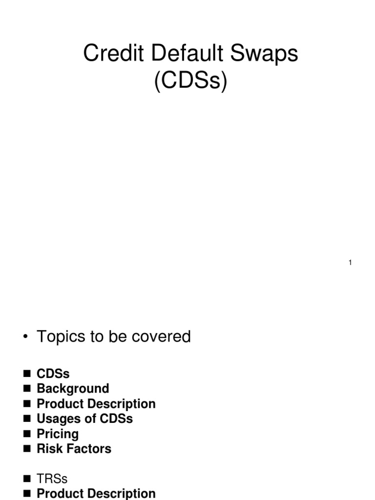 Credit Default Swaps (CDSS) | PDF | Derivative (Finance) | Credit ...