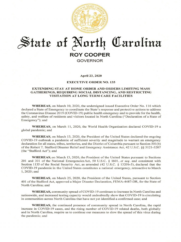 Executive Order 135 Extensions | PDF | Executive Order | State Of Emergency