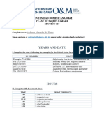 UDO English Homework on Dates, Times, and Years