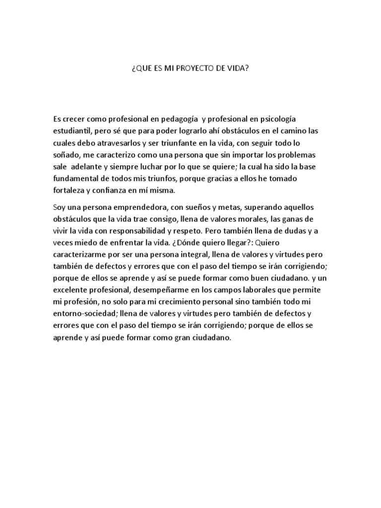 Proyecto de Vida: Crecimiento Personal y Profesional | PDF