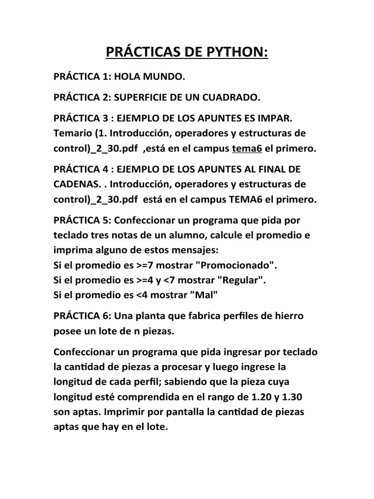 Prácticas de Programación en Python | PDF | Objeto (informática ...