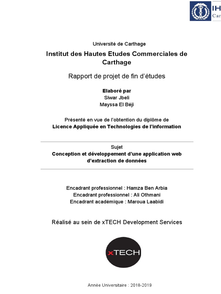 Rapport De Projet De Fin D Etudes Pdf Scrum Developpement Application