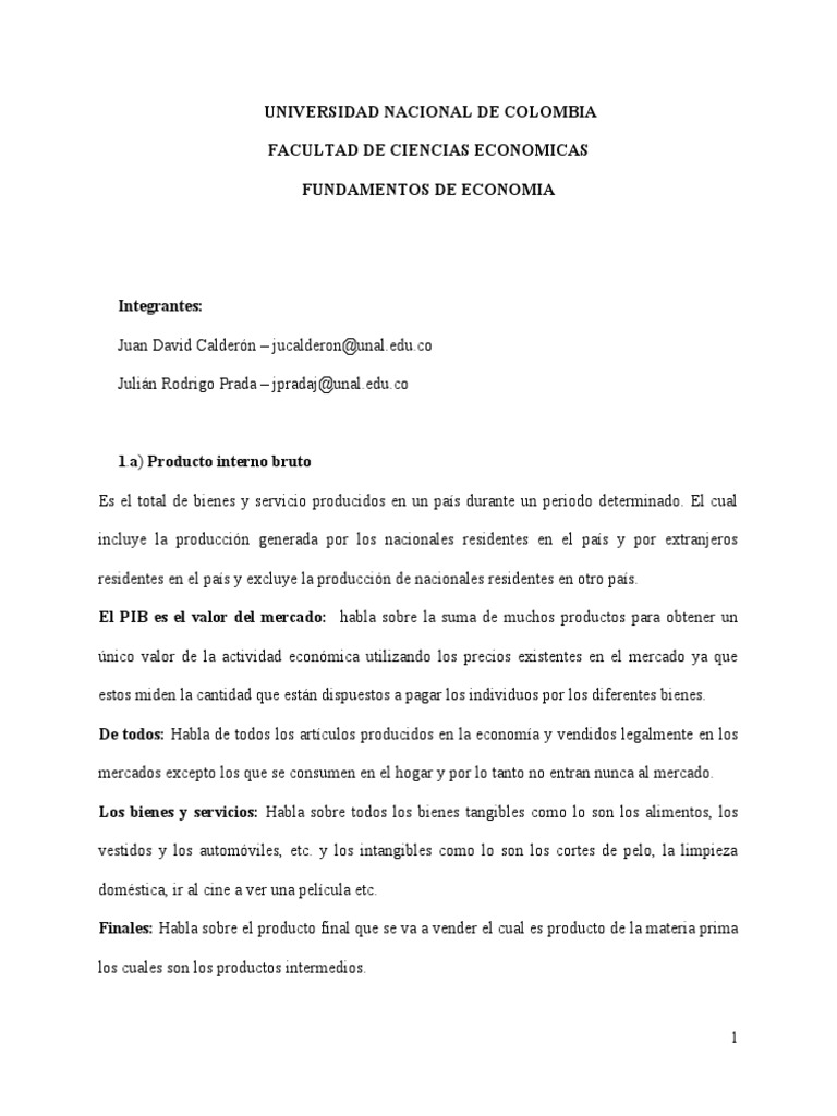 Taller 5 Economia | PDF | Producto Interno Bruto | Índice de precios al ...
