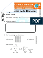 Ficha de Ejercicios de La Centena para Segundo de Primaria