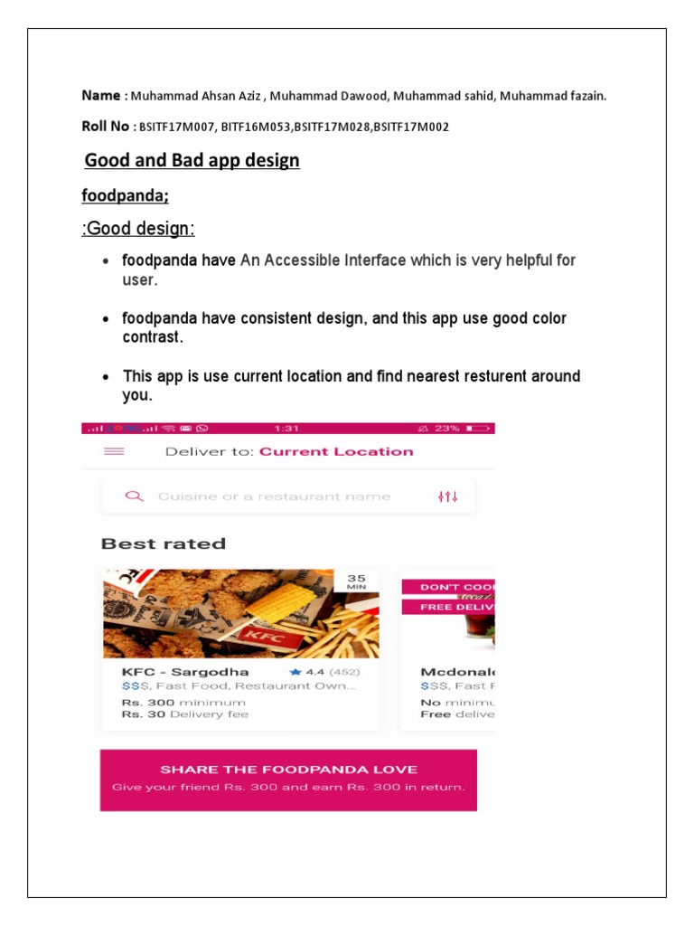 Good and Bad app design FAra