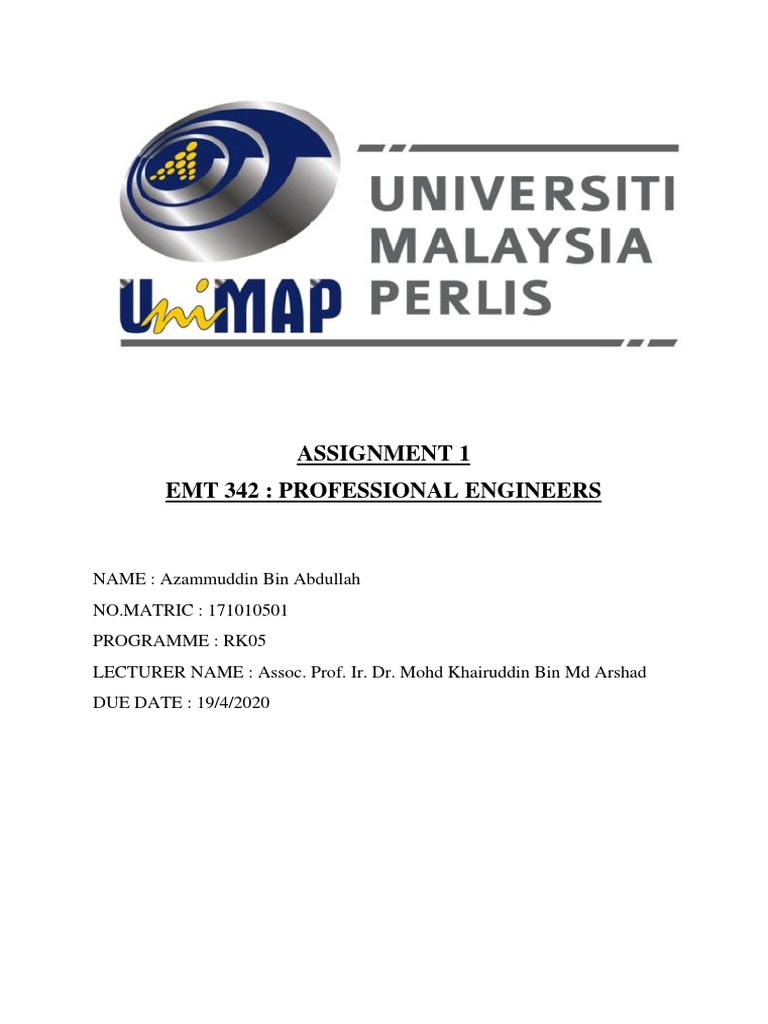 Assignment 1 Emt 342: Professional Engineers | PDF | Occupational ...