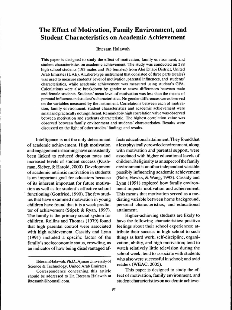 Motivation and Academic Achievement Factors | PDF | Motivation ...