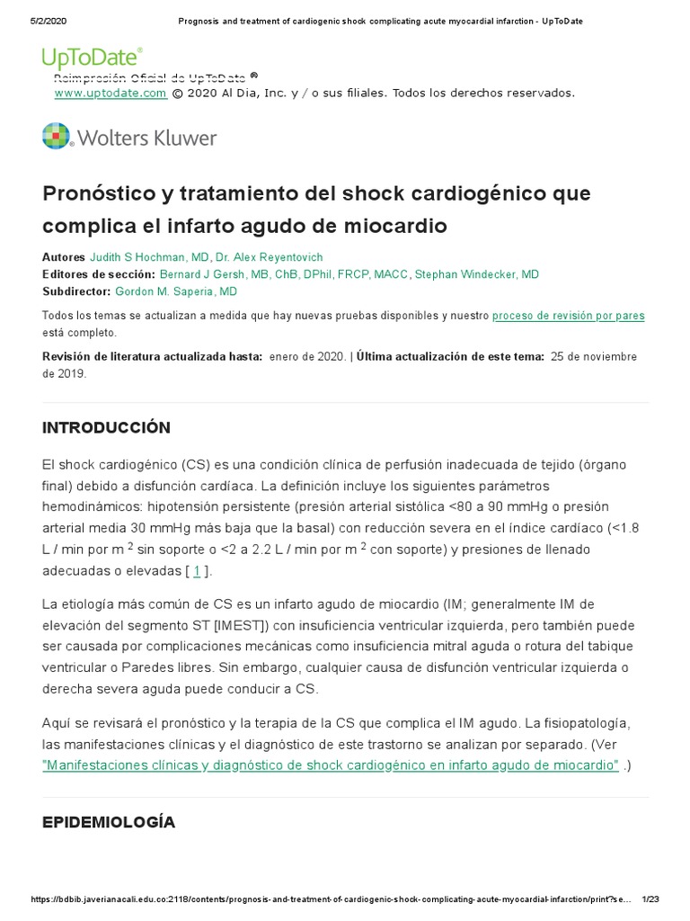 Prognosis and Treatment of Cardiogenic Shock Complicating Acute ...