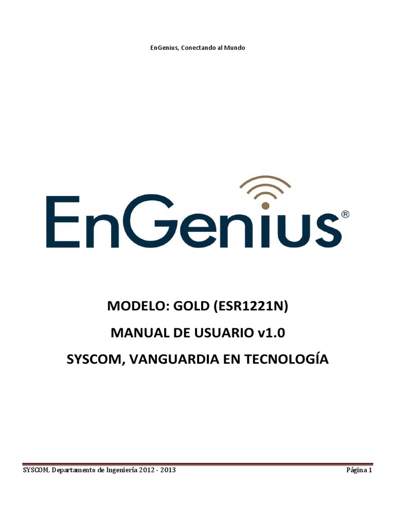 Manual de Usuario EnGenius ESR-1221N | PDF | Dirección IP | Ieee 802.11