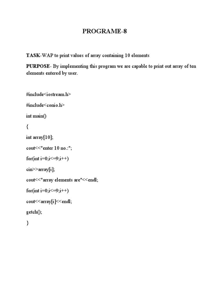 Print Array of 10 User Inputs | PDF