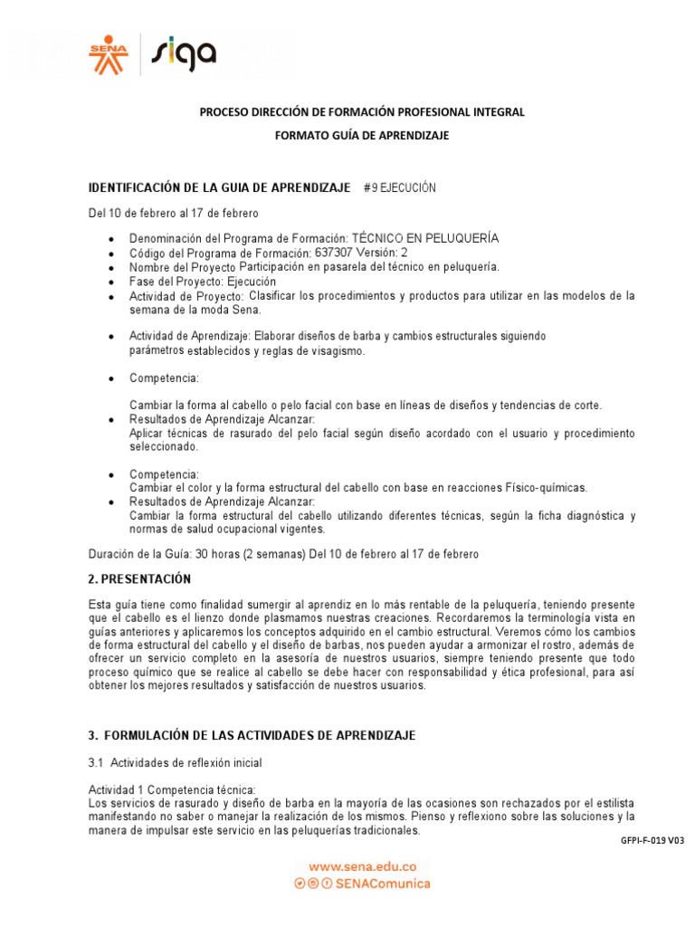 Gfpi-F-019 - Guia - de - Aprendizaje # 9 2020 | PDF | Pelo | Diseño
