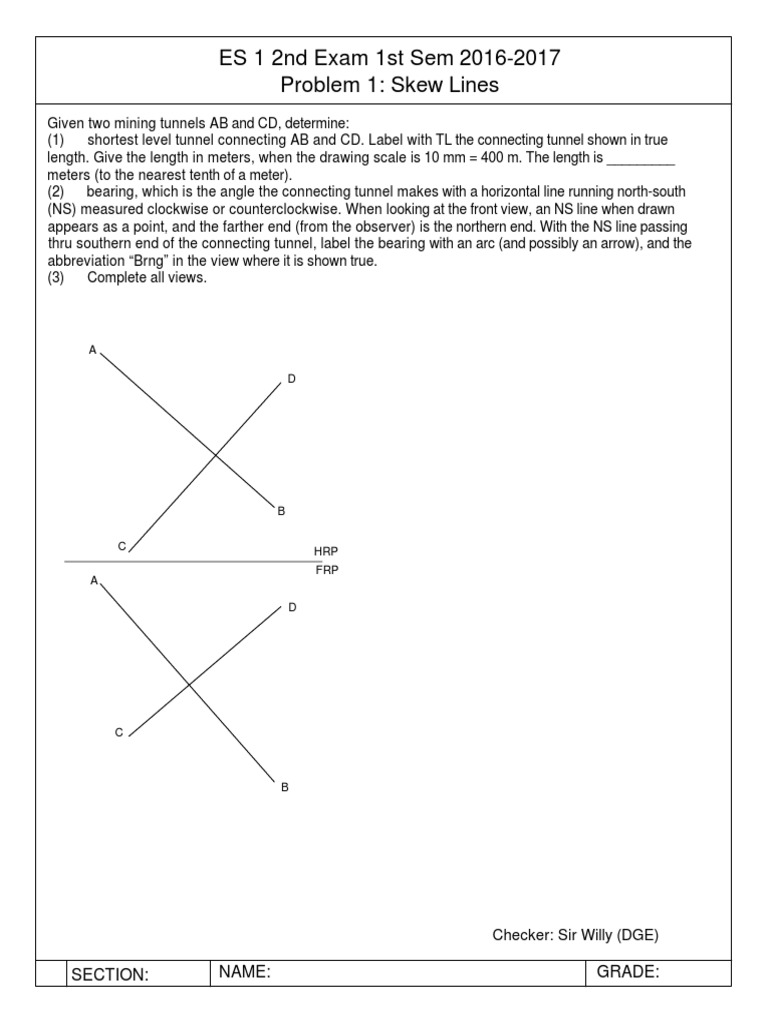 ES 1 LE 2 Samplex Problem 1 Skew Lines | PDF