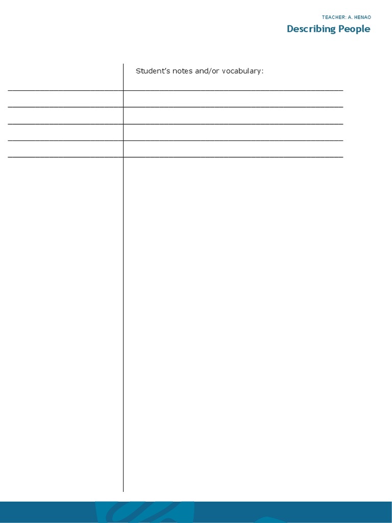 Describing People: ESL Worksheet | PDF | Clothing | Fashion