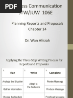 Business Communication Jtw/Juw 106E: Planning Reports and Proposals Dr. Wan Afezah