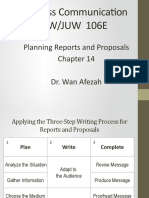 Business Communication Jtw/Juw 106E: Planning Reports and Proposals Dr. Wan Afezah