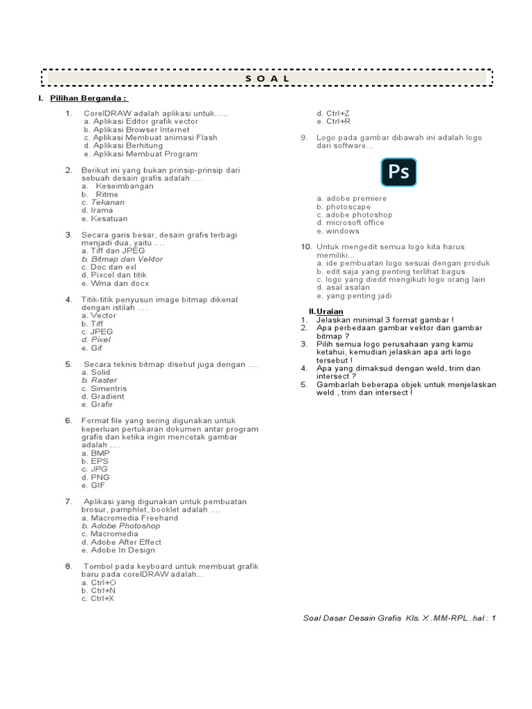 Soal Dasar Desain Grafis Pdf