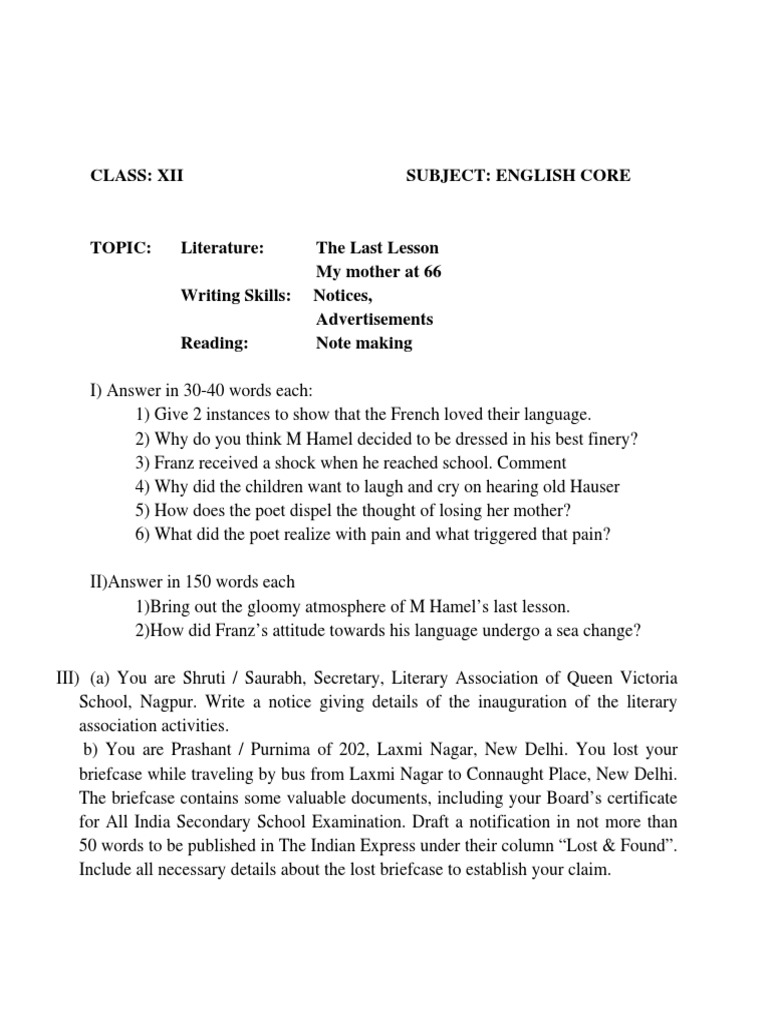 Class XII English Core: Literature & Writing Skills | PDF | Ecology ...