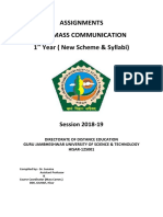 M.A. (Mass Communication) 1st Year (New Scheme & Syllabi)
