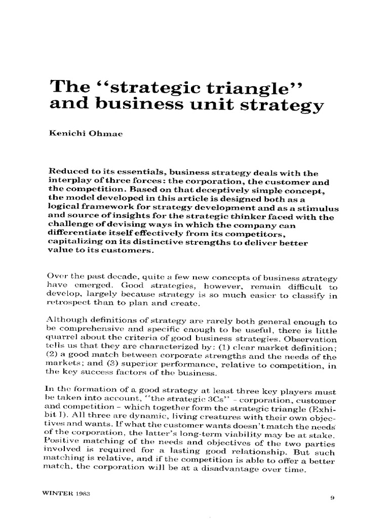 Annex 1 - The Strategic Triangle and Business Unit Strategy PDF | PDF ...