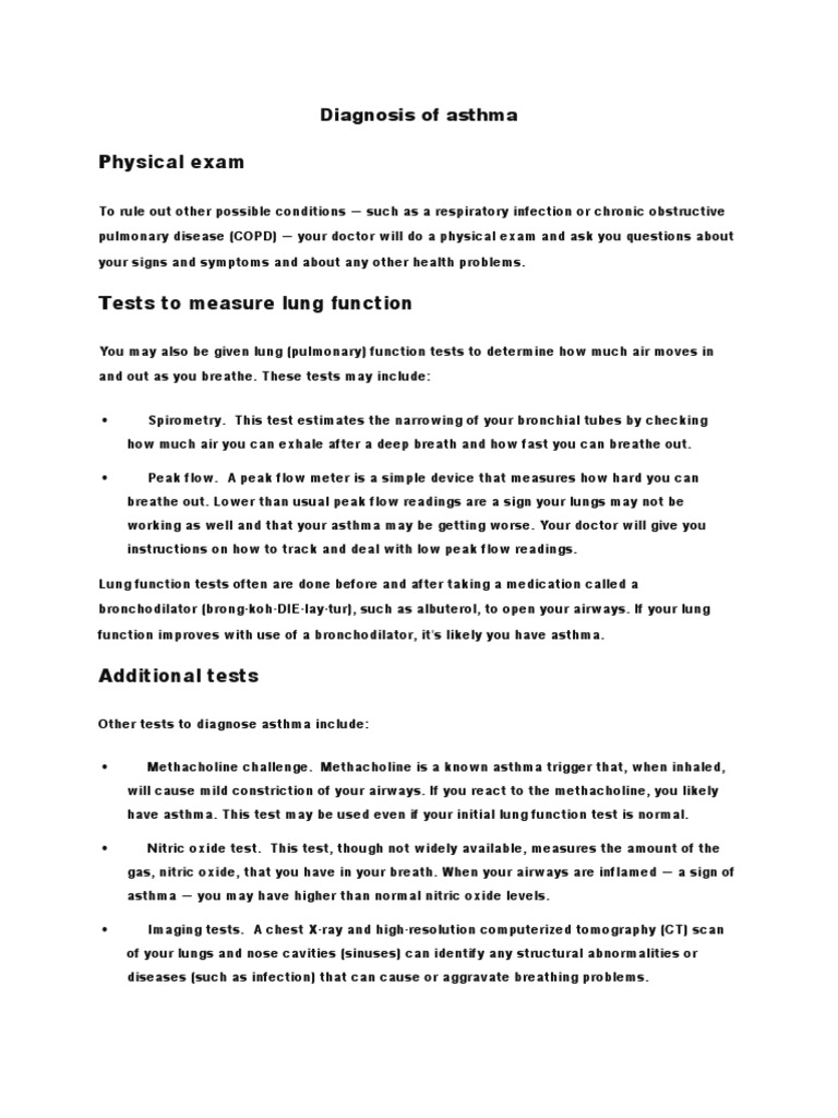 Asthma Diagnosis and Treatment Guide | PDF | Asthma | Allergy