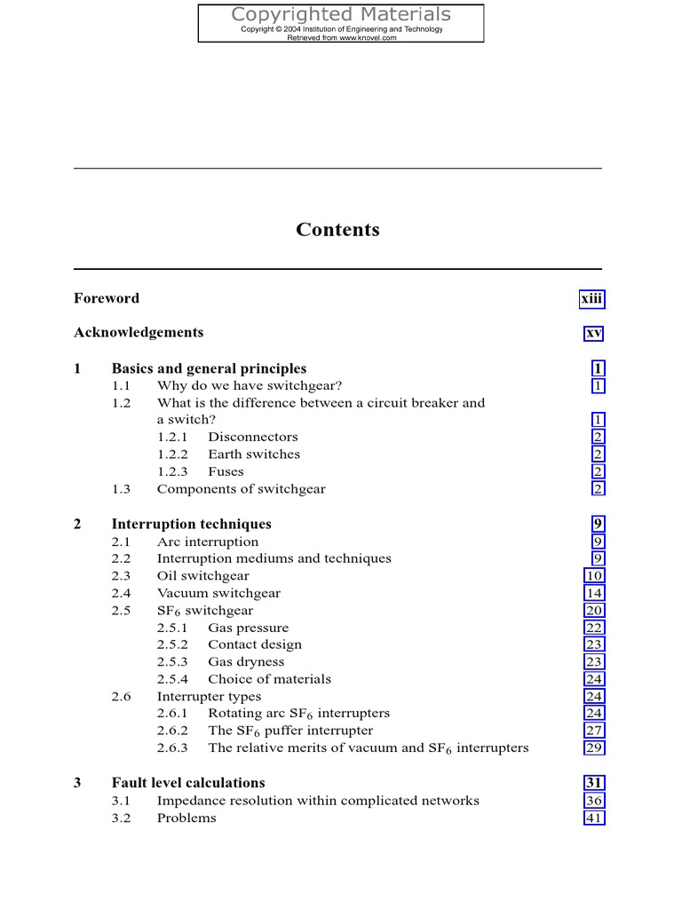 Table of Contents | PDF | Insulator (Electricity) | Fuse (Electrical)