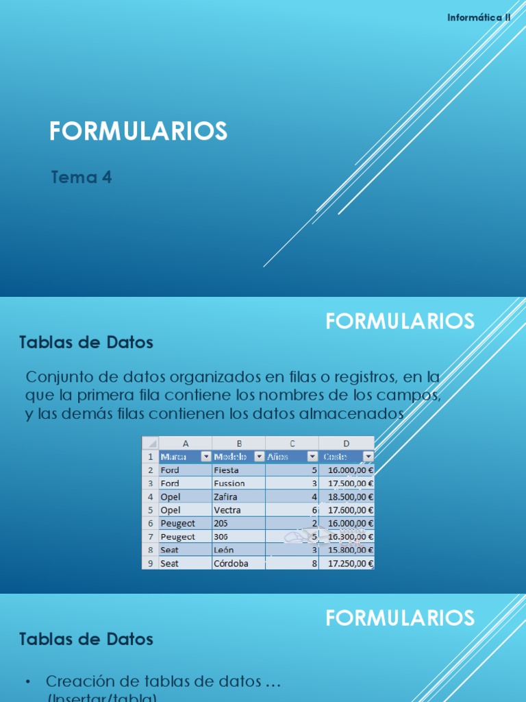 Tablas, Formularios, Listas Desplegables | PDF | Software | Áreas de ...